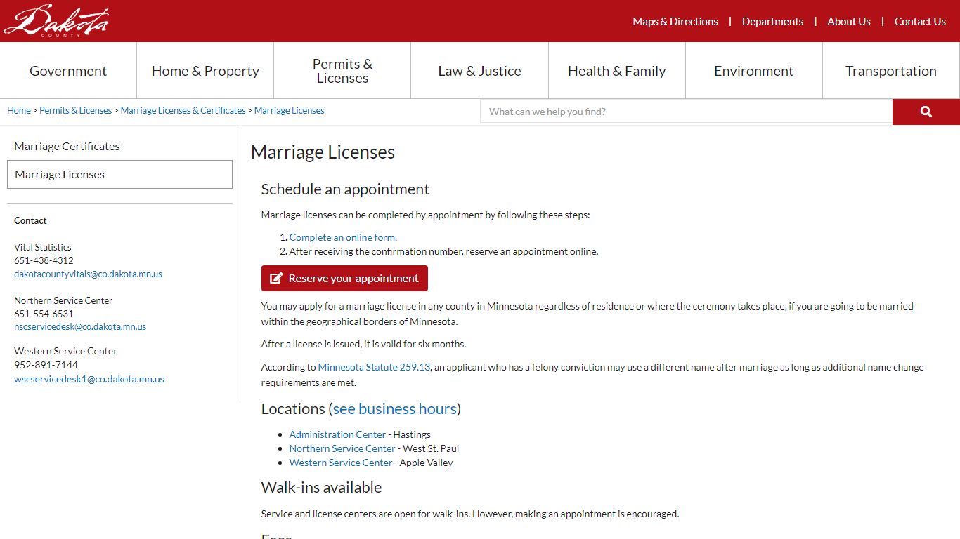 Marriage Licenses| Dakota County